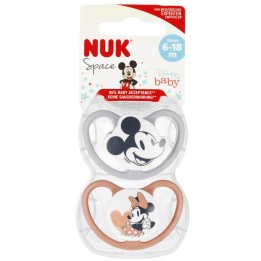 NUK Smoczek uspokajający silikonowy, rozmiar 6-18 m, SPACE, zestaw 2 sztuk