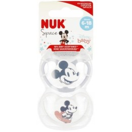 NUK Smoczek uspokajający silikonowy, rozmiar 6-18 m, SPACE, zestaw 2 sztuk