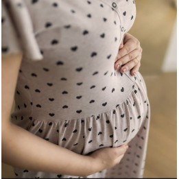 EEVI Koszula ciążowa beżowa w serduszka LINDA