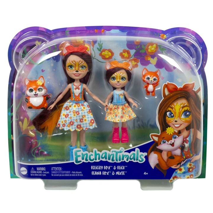 ENCHANTIMALS Lalka SIOSTRY Felicity i Feana + ZWIERZĄTKA, LISKI HCF79