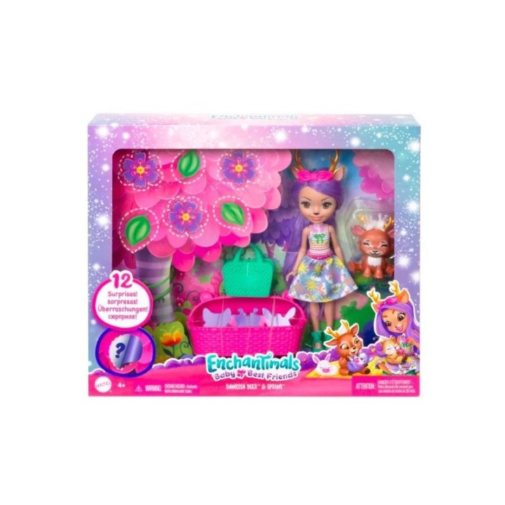 ENCHANTIMALS Laleczka z przyjacielem JELONKIEM + 12 NIESPODZIANEK HLK83